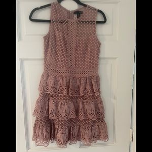 AQUA Crocheted Tiered Mini Dress